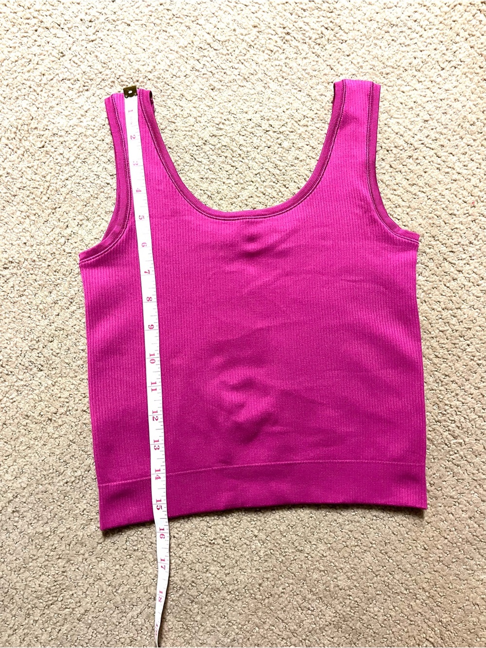 Athleta Girl Rise Above Ribbed Cropped Tank in Hot Pink Sz L (12) - Picture 6 of 6